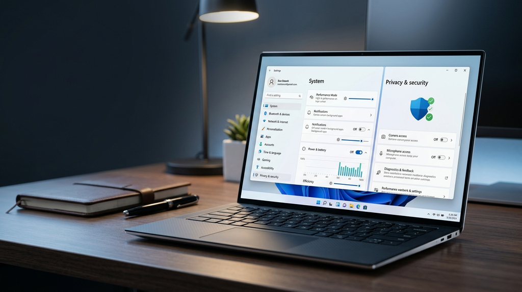 Windows 11 settings for privacy performance and notifications