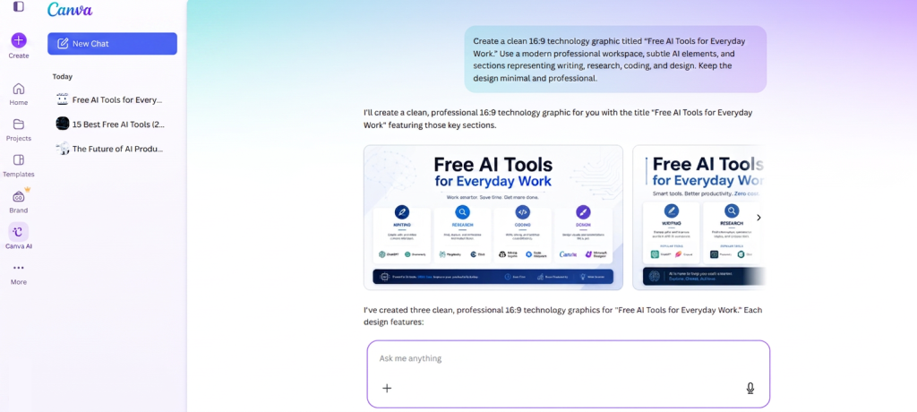 Canva AI free design tool generating a technology graphic