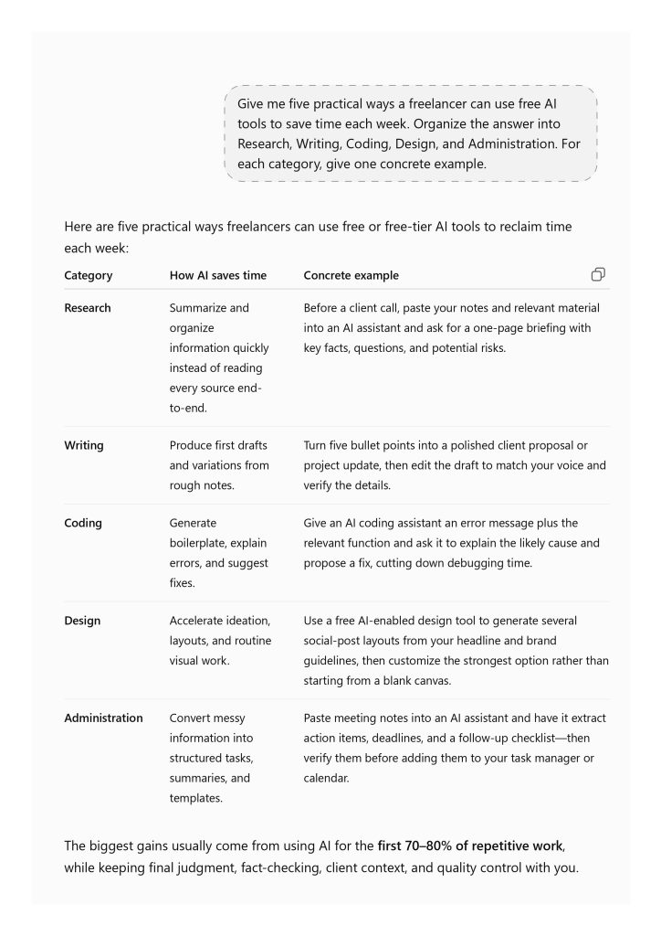 ChatGPT free AI assistant example in 2026